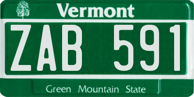 VT license plate ZAB591
