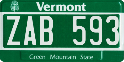 VT license plate ZAB593