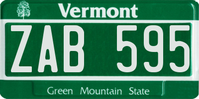 VT license plate ZAB595