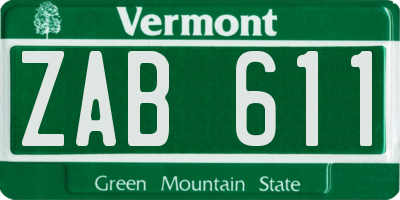 VT license plate ZAB611
