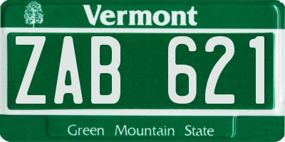 VT license plate ZAB621