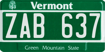 VT license plate ZAB637