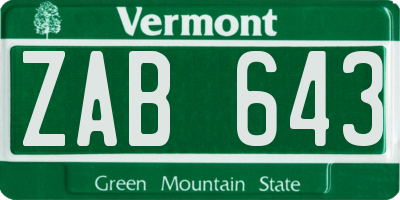 VT license plate ZAB643