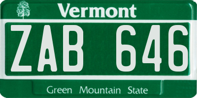 VT license plate ZAB646
