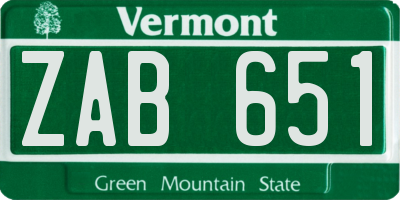 VT license plate ZAB651