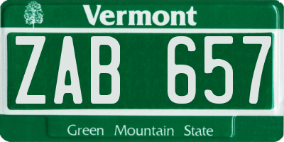 VT license plate ZAB657