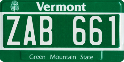VT license plate ZAB661