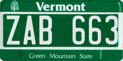 VT license plate ZAB663