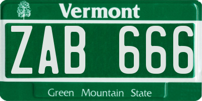 VT license plate ZAB666