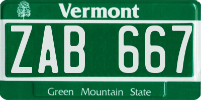 VT license plate ZAB667
