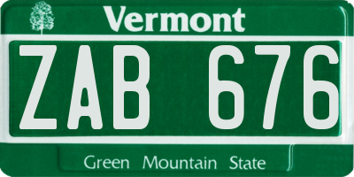 VT license plate ZAB676