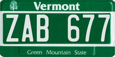 VT license plate ZAB677