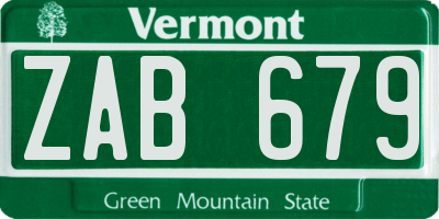 VT license plate ZAB679