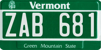 VT license plate ZAB681