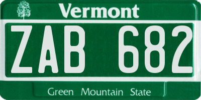 VT license plate ZAB682