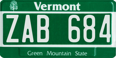 VT license plate ZAB684