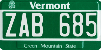 VT license plate ZAB685