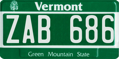 VT license plate ZAB686