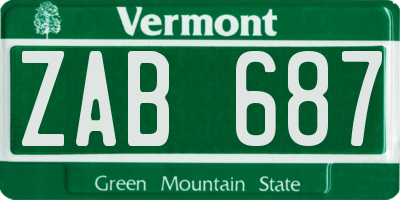 VT license plate ZAB687