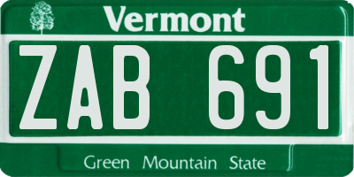 VT license plate ZAB691