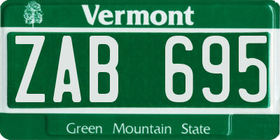 VT license plate ZAB695