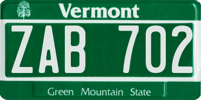 VT license plate ZAB702