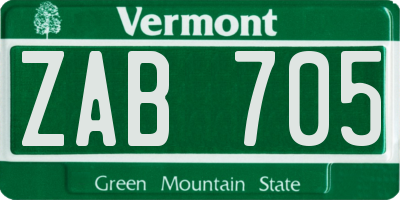 VT license plate ZAB705