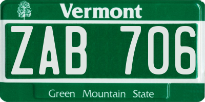 VT license plate ZAB706