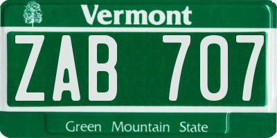 VT license plate ZAB707