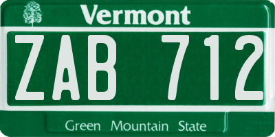 VT license plate ZAB712