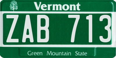 VT license plate ZAB713