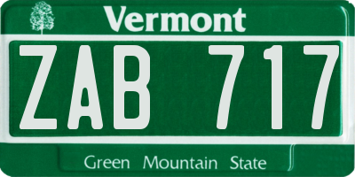 VT license plate ZAB717