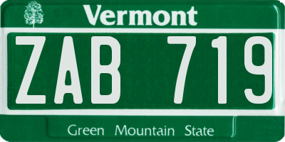 VT license plate ZAB719