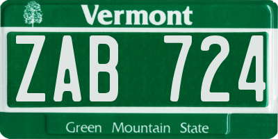 VT license plate ZAB724