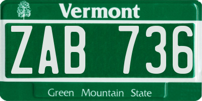 VT license plate ZAB736