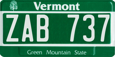 VT license plate ZAB737