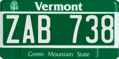 VT license plate ZAB738