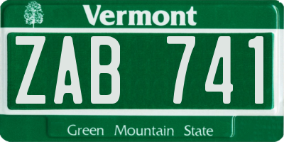 VT license plate ZAB741