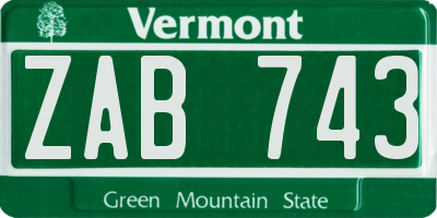VT license plate ZAB743