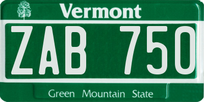 VT license plate ZAB750