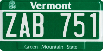 VT license plate ZAB751