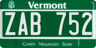 VT license plate ZAB752