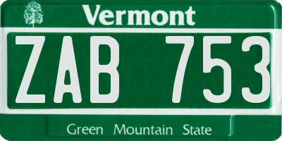 VT license plate ZAB753