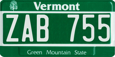 VT license plate ZAB755