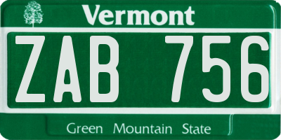 VT license plate ZAB756