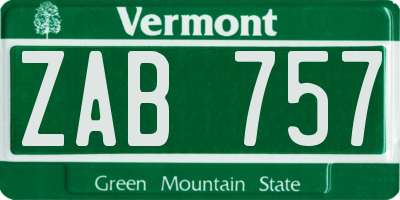 VT license plate ZAB757