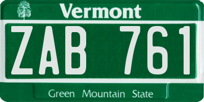 VT license plate ZAB761
