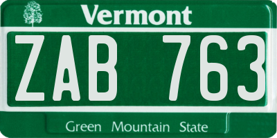 VT license plate ZAB763