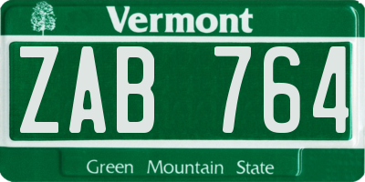 VT license plate ZAB764