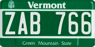 VT license plate ZAB766